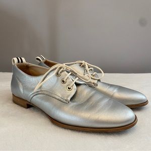 Rag & Bone Audrey Silver Metallic Leather Oxford - 36.5